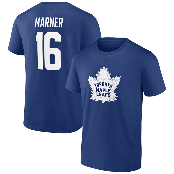 Men's Blue Toronto Maple Leafs #16 Mitchell Marner T-Shirt